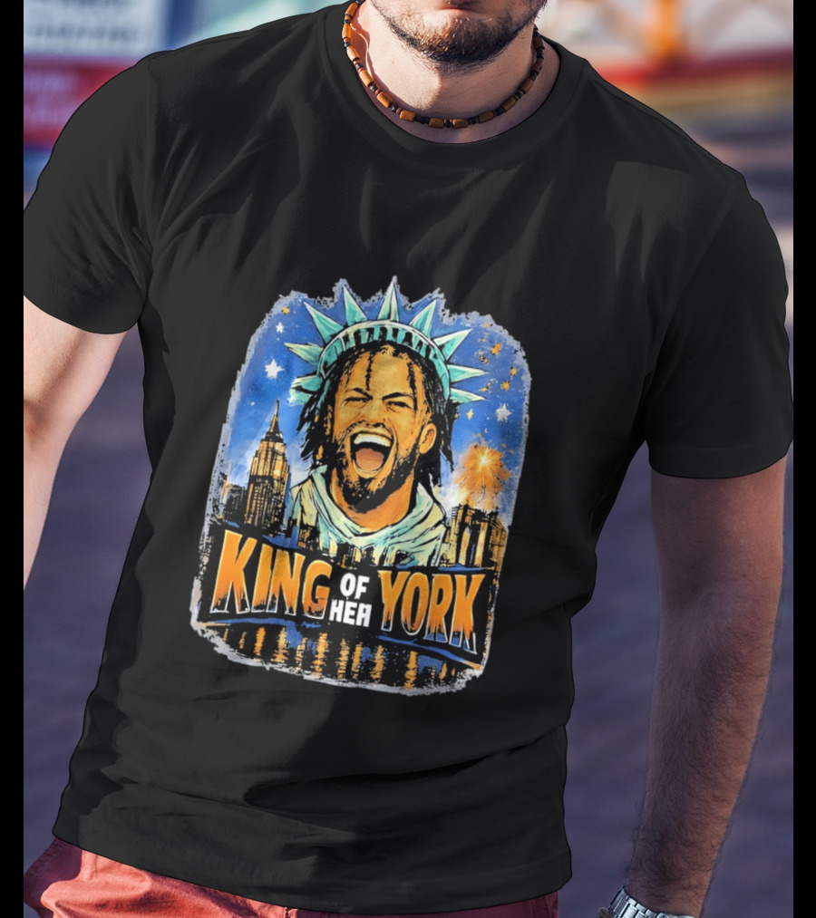 Jalen Brunson Statue Of Liberty Crown King Of New York City Skyline T-Shirt