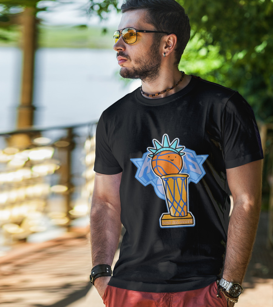 Knicks NBA Champs 2026 Statue Of Liberty Basketball Trophy T-Shirt