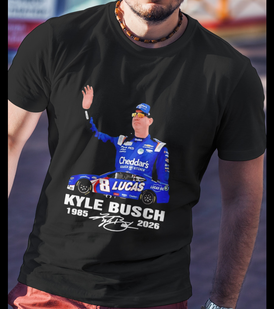 Kyle Busch 1985 2026 Lucas Oil Cheddar's Scratch Kitchen T-Shirt
