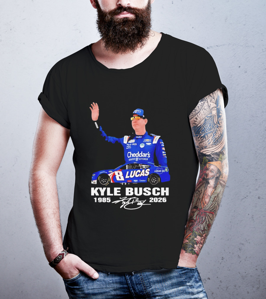 Kyle Busch 1985 2026 Lucas Oil Cheddar's Scratch Kitchen T-Shirt