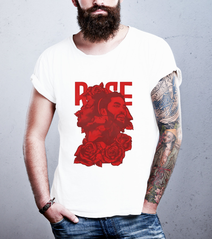 Derrick Rose Red Rose Portrait With Decorative Roses T-Shirt