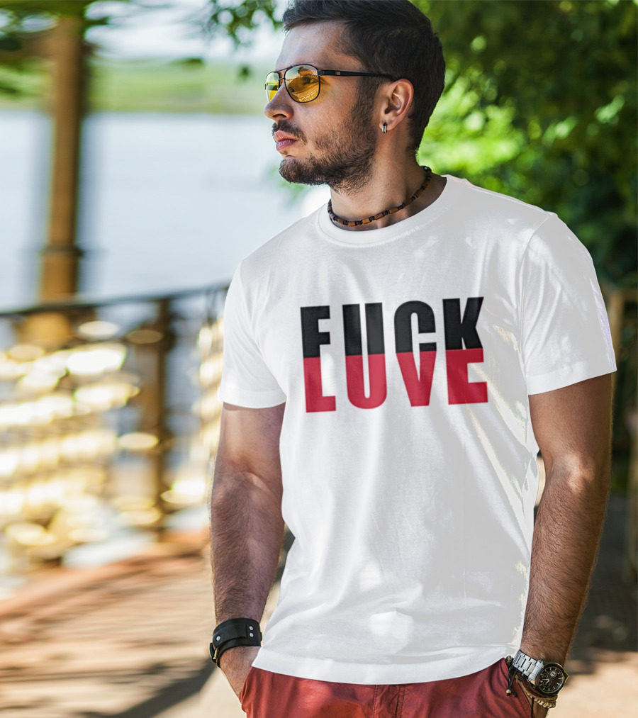 F*** And Love Bold Text Red And Black T-Shirt