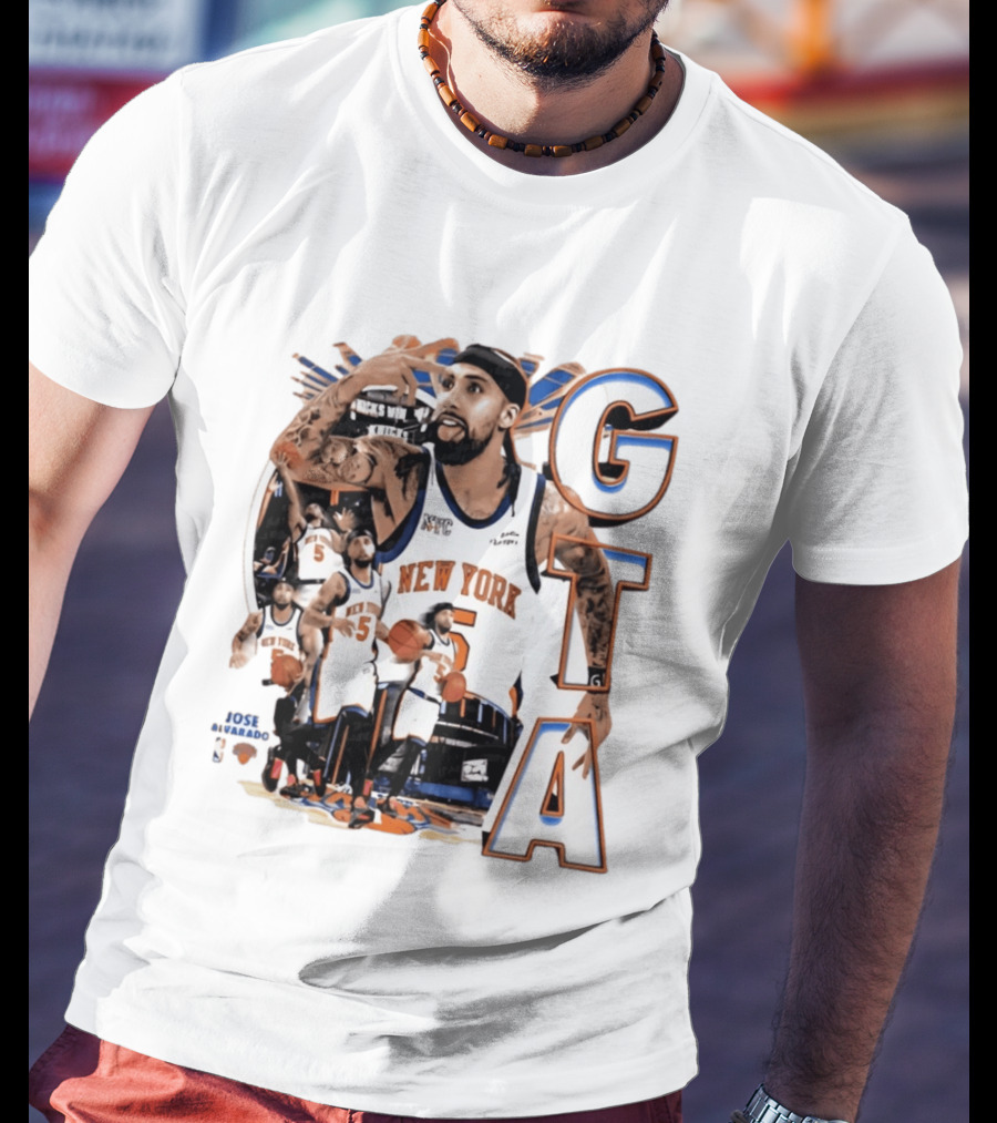 New York Knicks Jose Alvarado GTA Basketball 5 NYC T-Shirt