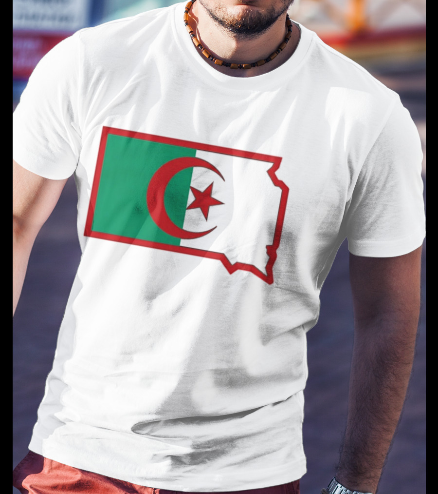 Lawrence Of Algeria Flag State Outline With Crescent And Star T-Shirt
