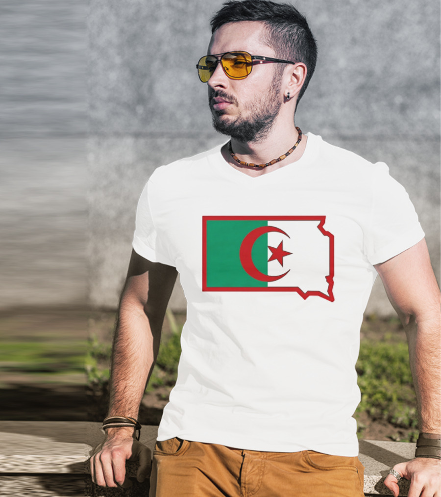 Lawrence Of Algeria Flag State Outline With Crescent And Star T-Shirt