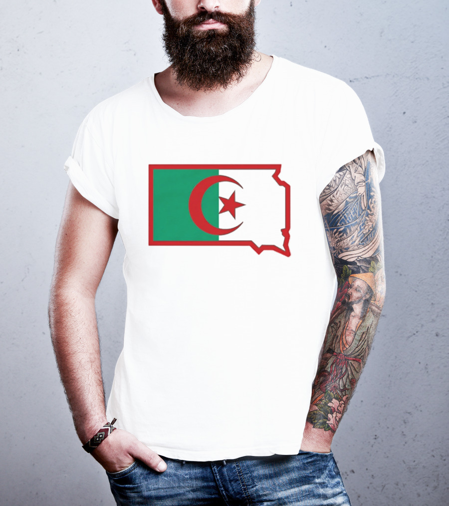 Lawrence Of Algeria Flag State Outline With Crescent And Star T-Shirt