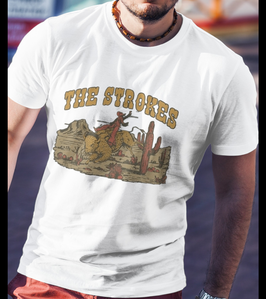 The Strokes Western Bull Rider Desert Scene T-Shirt