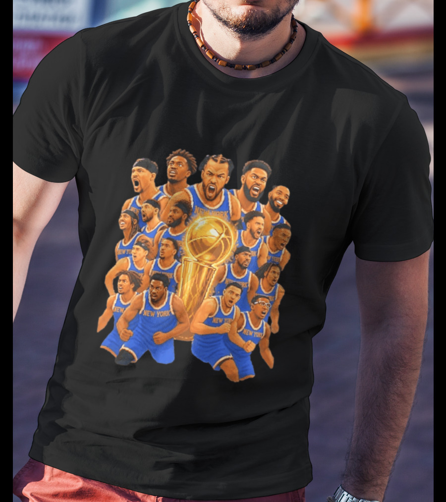 New York Knicks NBA Champions 2026 Players And Trophy Celebration T-Shirt