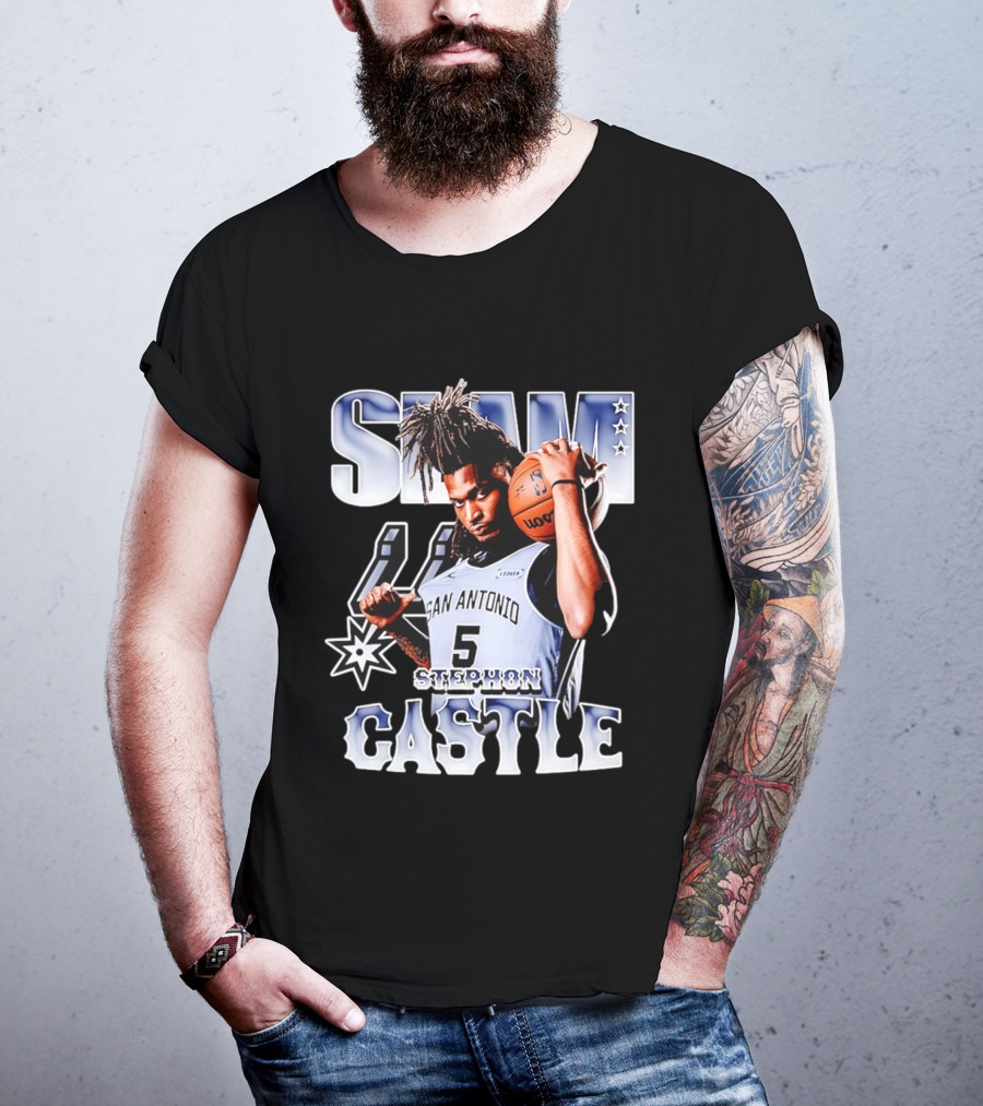 San Antonio Spurs Stephon Castle SLAM Basketball Star T-Shirt