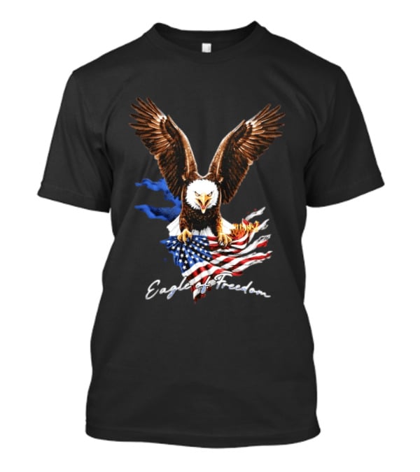 American Eagle Of Freedom Flag Wings Fiery Display T-Shirt