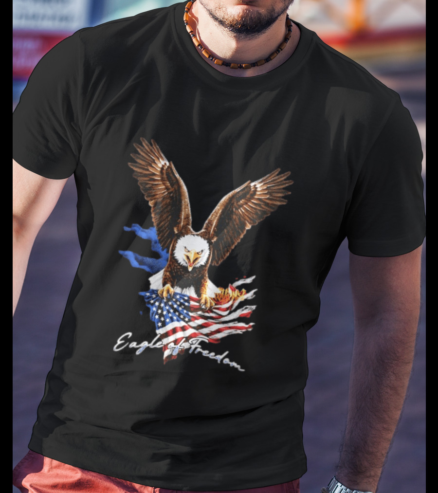 American Eagle Of Freedom Flag Wings Fiery Display T-Shirt