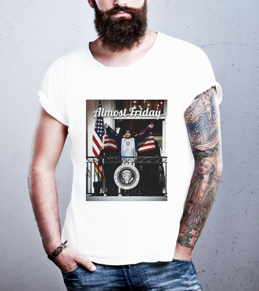Almost Friday Justin Gaethje US Flag Blue Room Balcony White House UFC Freedom 250 T-Shirt