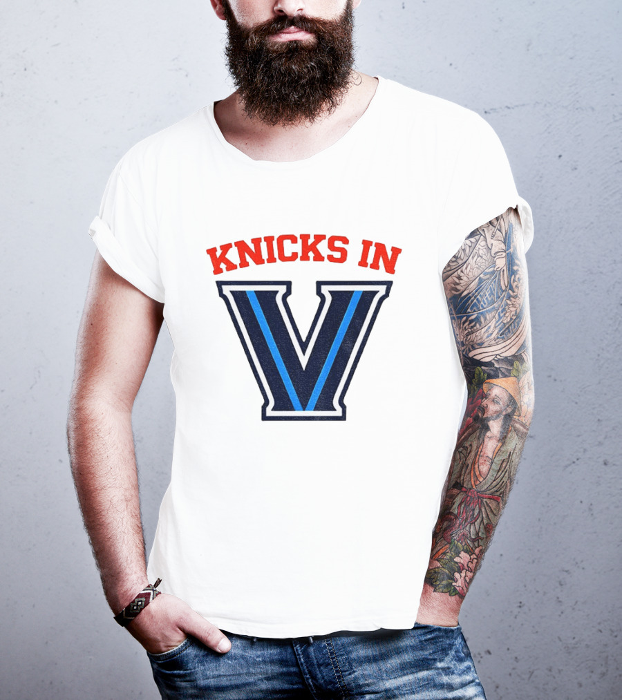 Knicks In V New York Knicks Villanova Wildcats NBA 2026 T-Shirt