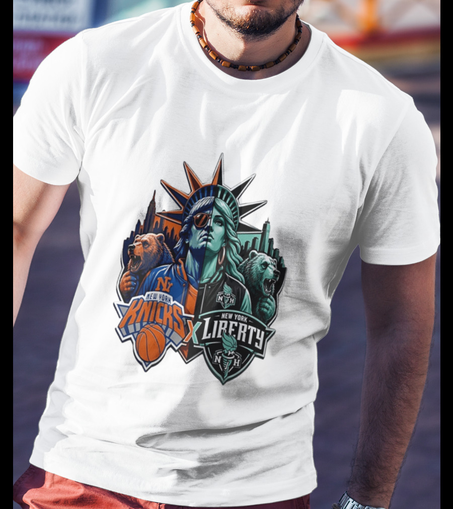 New York Knicks X Liberty Statue Of Liberty NBA WNBA T-Shirt
