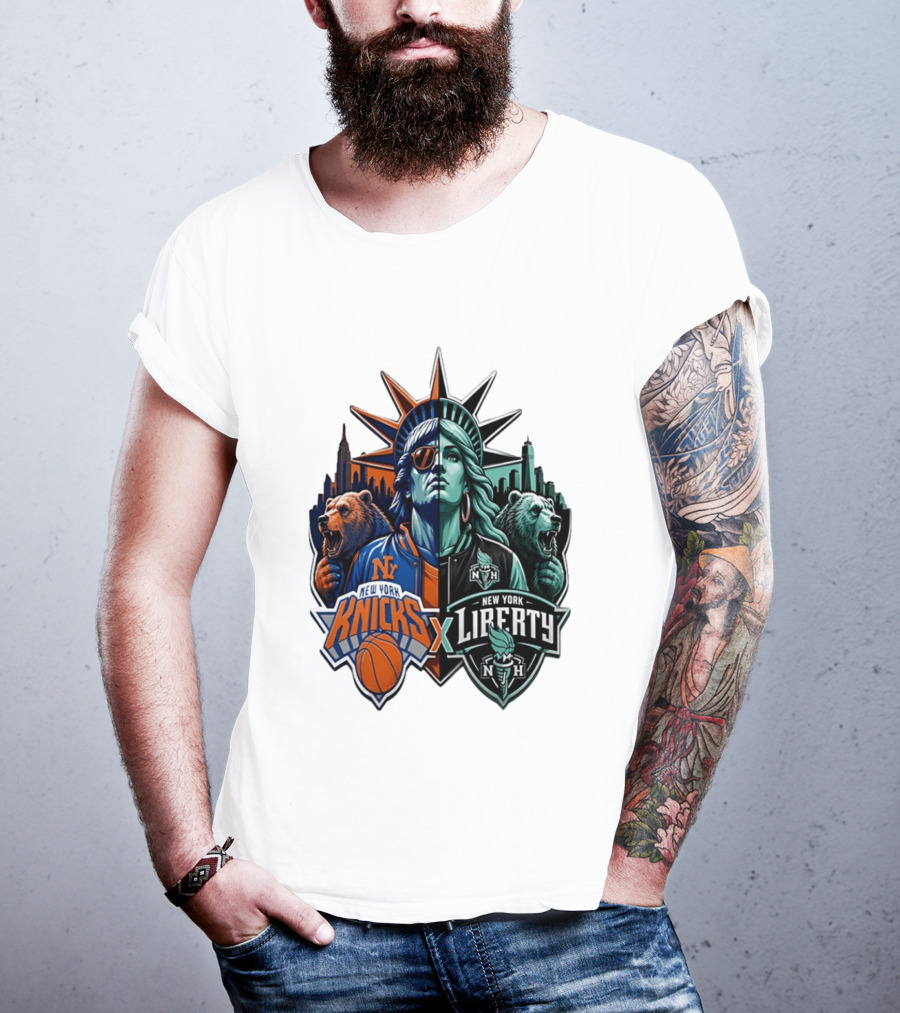 New York Knicks X Liberty Statue Of Liberty NBA WNBA T-Shirt