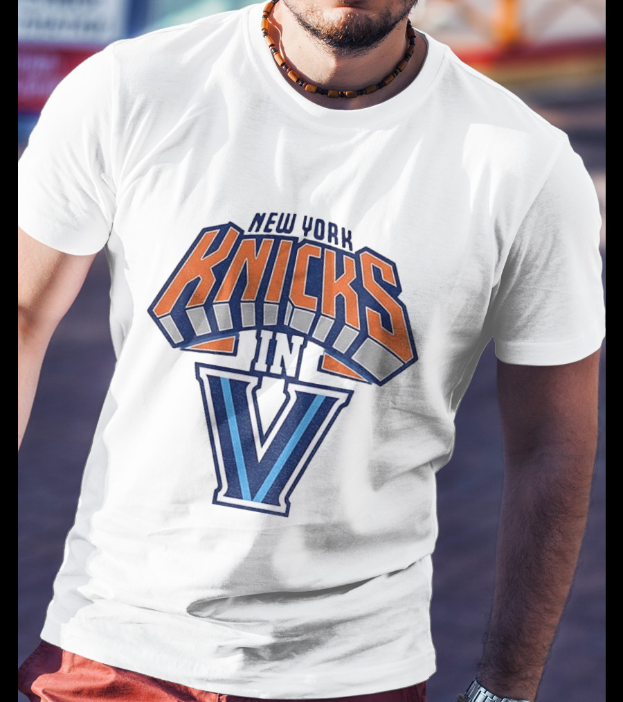 New York Knicks In V Villanova Wildcats Basketball Collaboration NBA 2026 T-Shirt