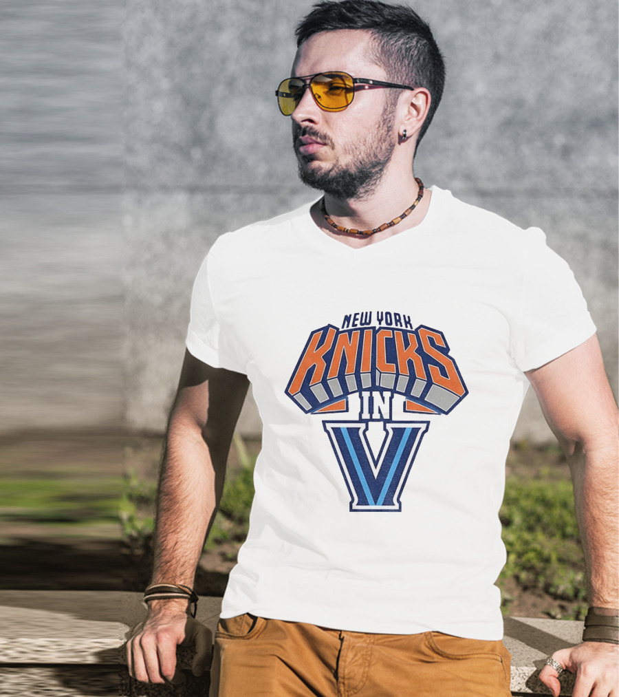 New York Knicks In V Villanova Wildcats Basketball Collaboration NBA 2026 T-Shirt