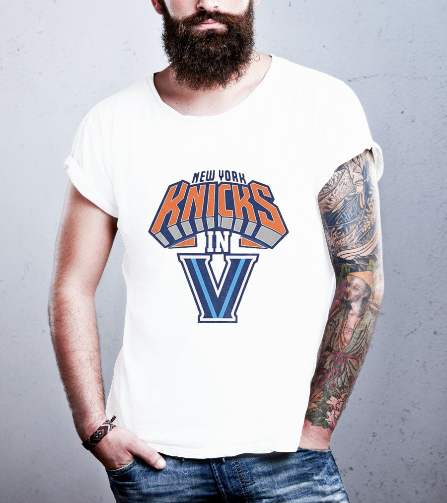 New York Knicks In V Villanova Wildcats Basketball Collaboration NBA 2026 T-Shirt