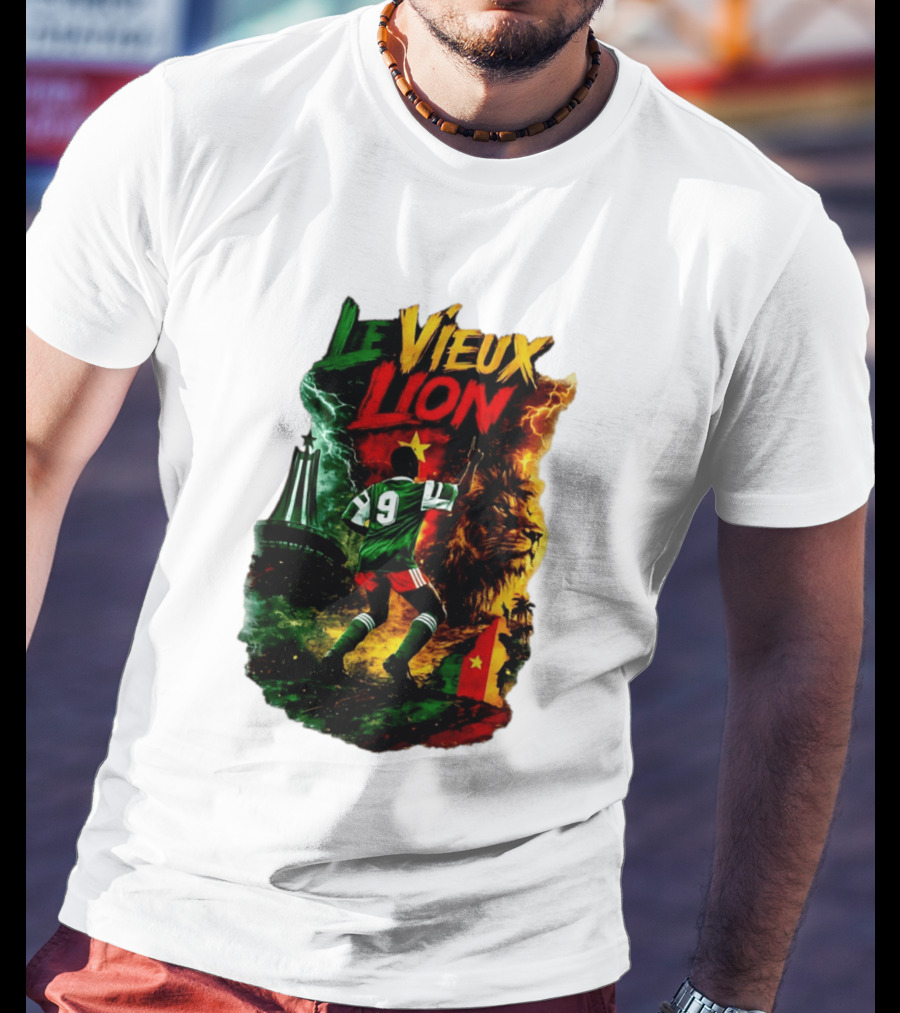 Le Vieux Lion Roger Milla Cameroon Football Icon T-Shirt