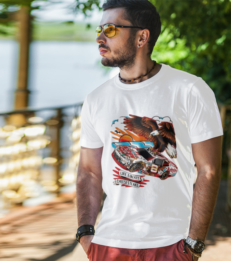 Life Liberty Cheesesteaks Arby's Racing Car Eagle Patriotic T-Shirt