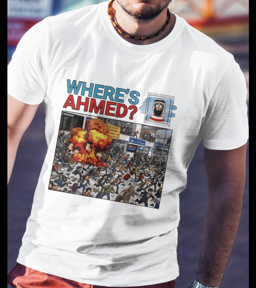 Where's Ahmed September 11 Attacks Cartoon Explosion Scene T-Shirt