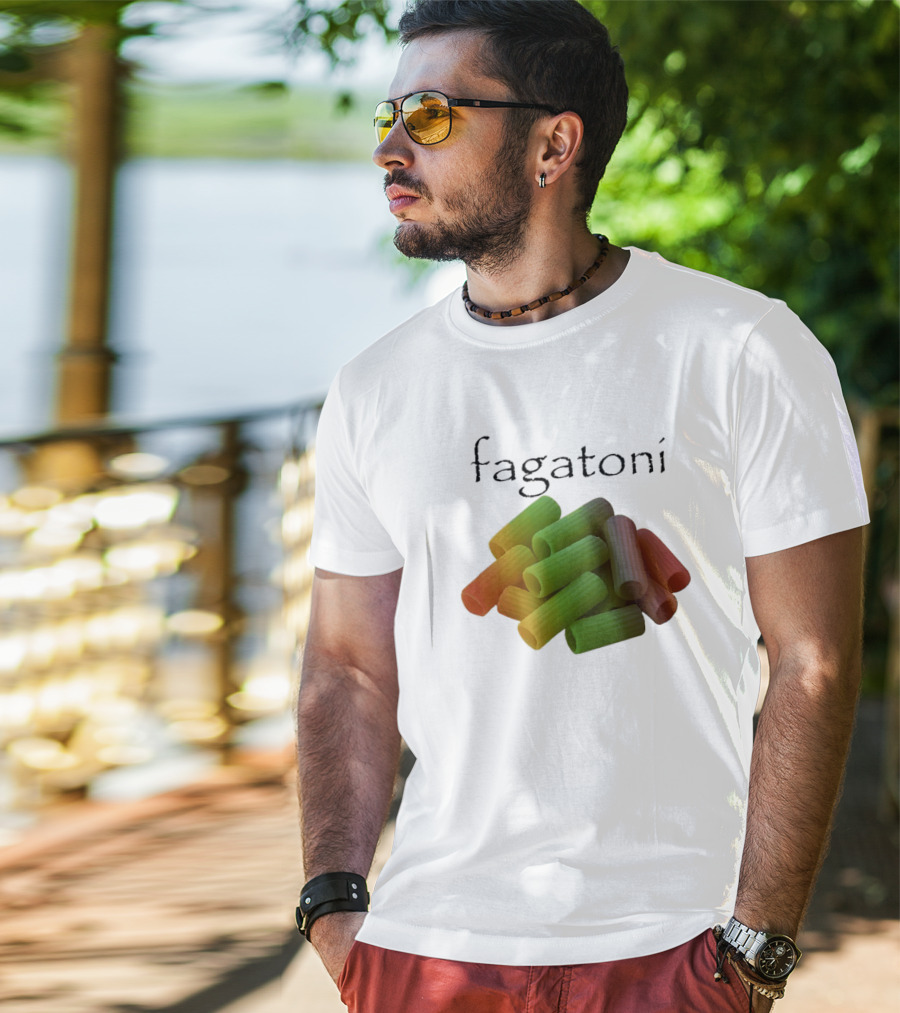 Fagatoni Gay Pasta LGBTQ Pride Multicolor Rigatoni T-Shirt