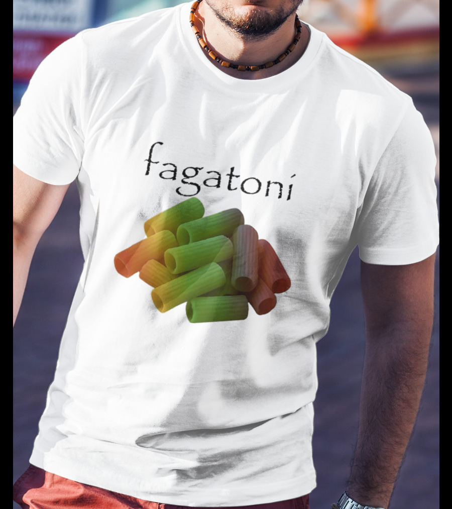 Fagatoni Gay Pasta LGBTQ Pride Multicolor Rigatoni T-Shirt