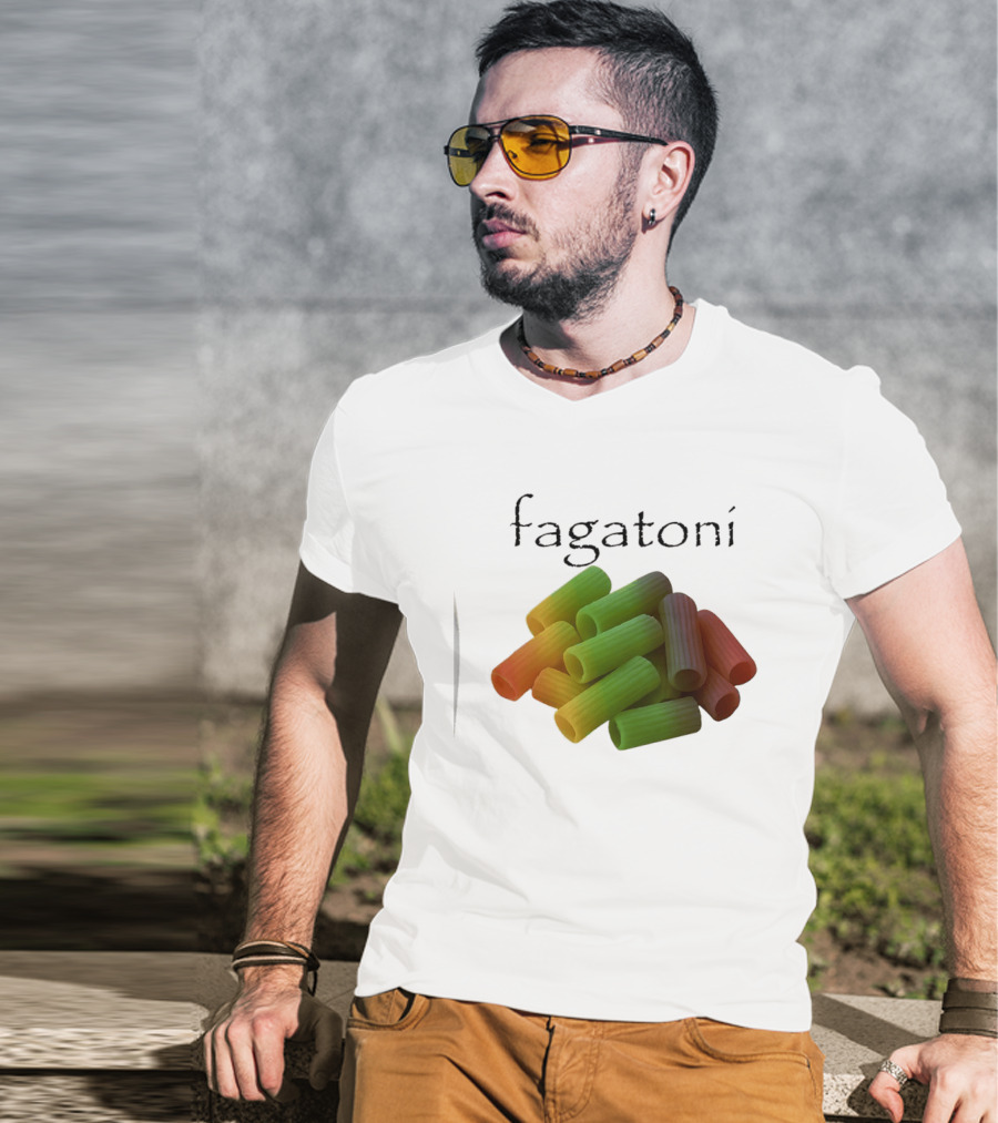 Fagatoni Gay Pasta LGBTQ Pride Multicolor Rigatoni T-Shirt