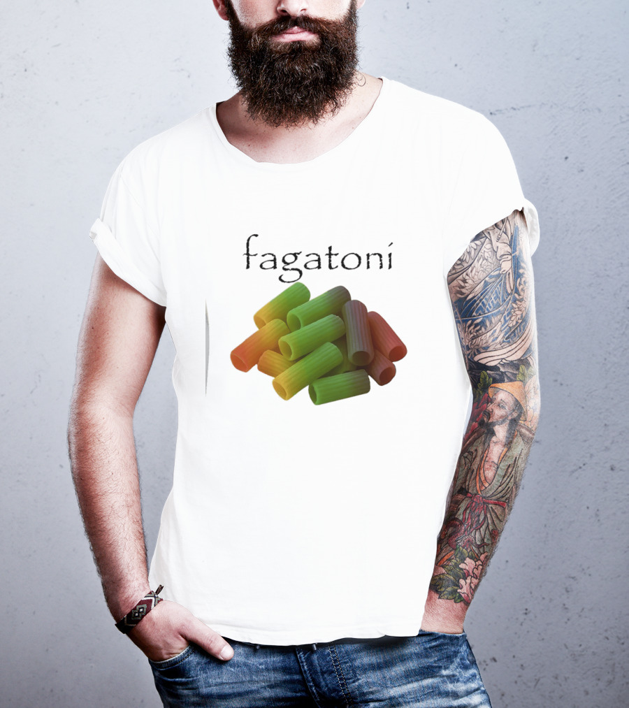 Fagatoni Gay Pasta LGBTQ Pride Multicolor Rigatoni T-Shirt
