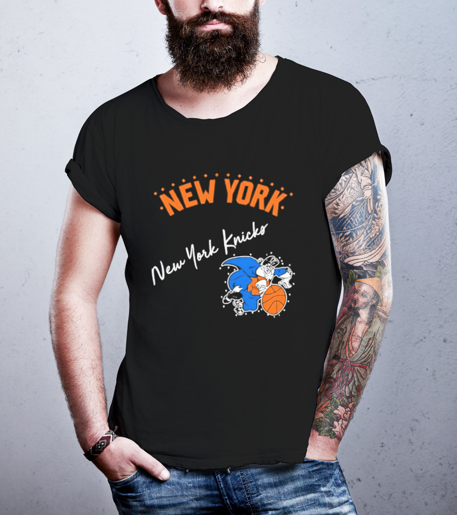 Father Knickerbocker New York Knicks Basketball Character Orange And Blue T-Shirt