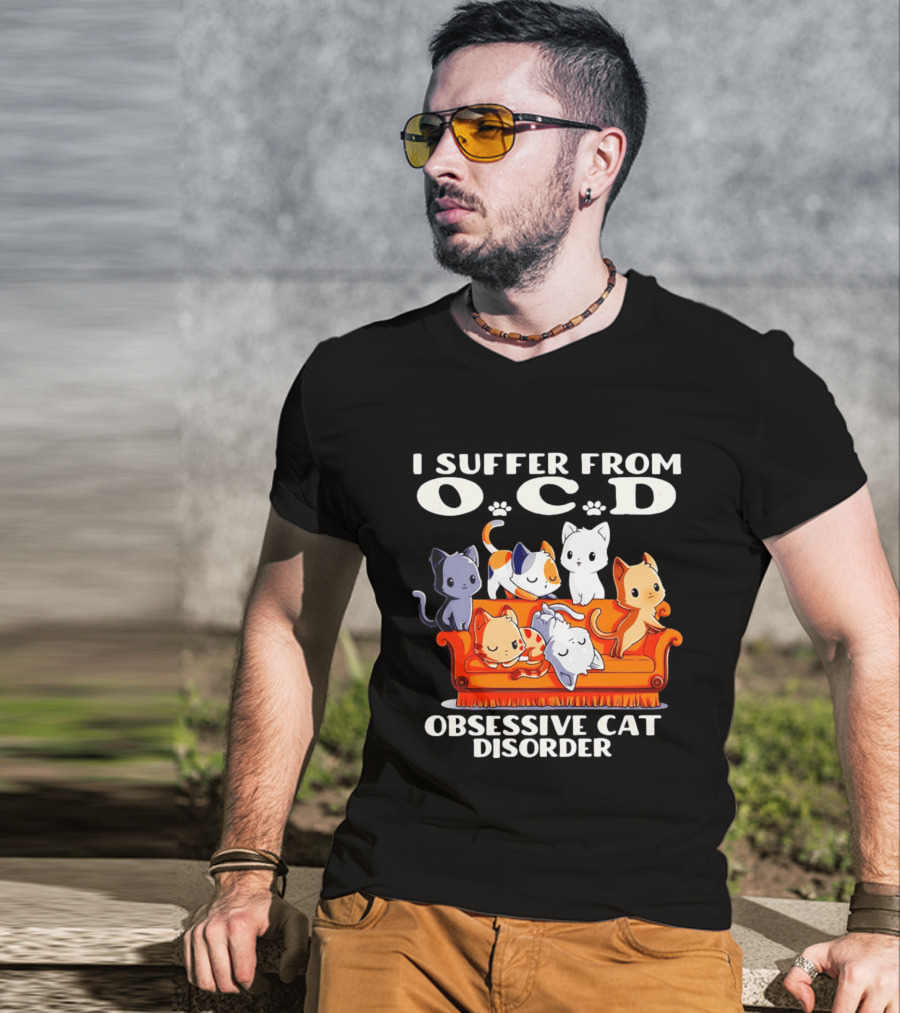 I Suffer From OCD Obsessive Cat Disorder Couch Full Of Cute Cats T-Shirt