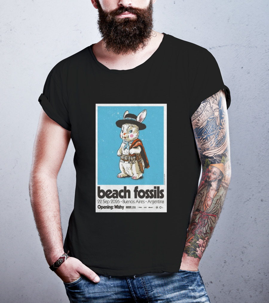 Beach Fossils Buenos Aires 2026 Rabbit Cowboy Concert T-Shirt