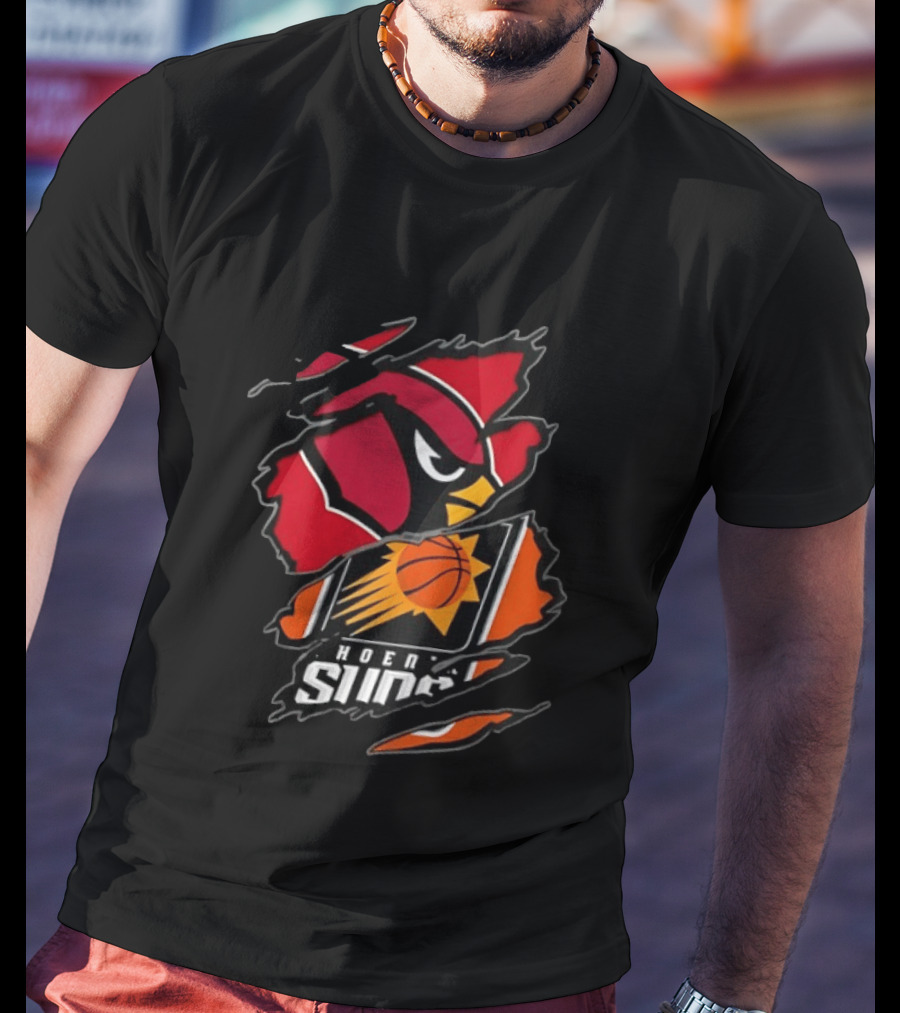 Arizona Cardinals Phoenix Suns Two Teams One Heart Scratch Edition T-Shirt