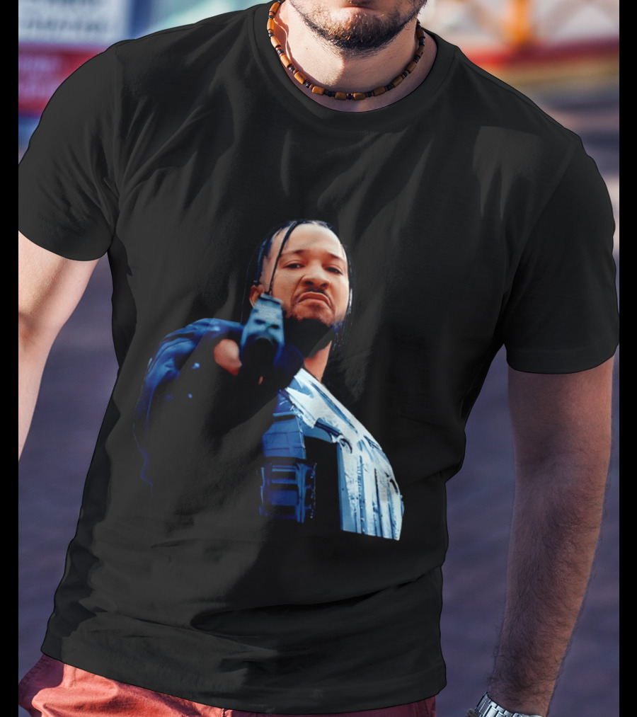 Jalen Brunson Gangster New York Knicks NBA Basketball Gun Image T-Shirt