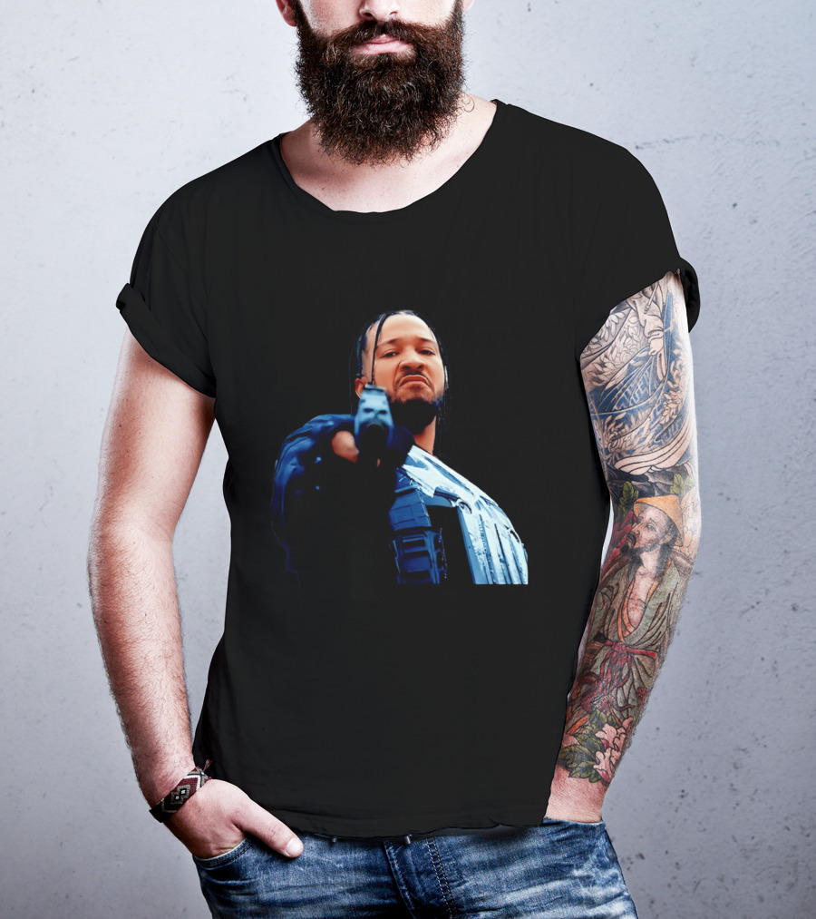 Jalen Brunson Gangster New York Knicks NBA Basketball Gun Image T-Shirt