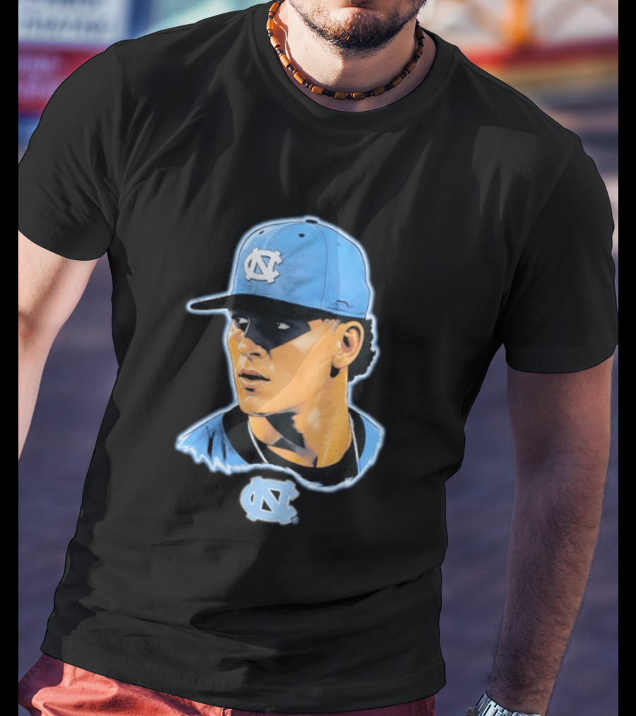 UNC Baseball Player Portrait North Carolina Cap Image T-Shirt