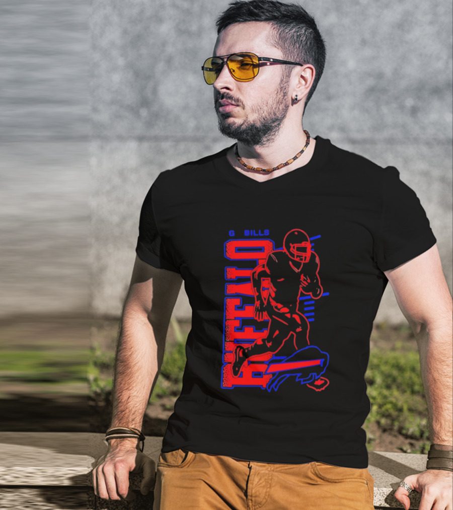 Buffalo Bills Go Bills Football Player Running Action T-Shirt