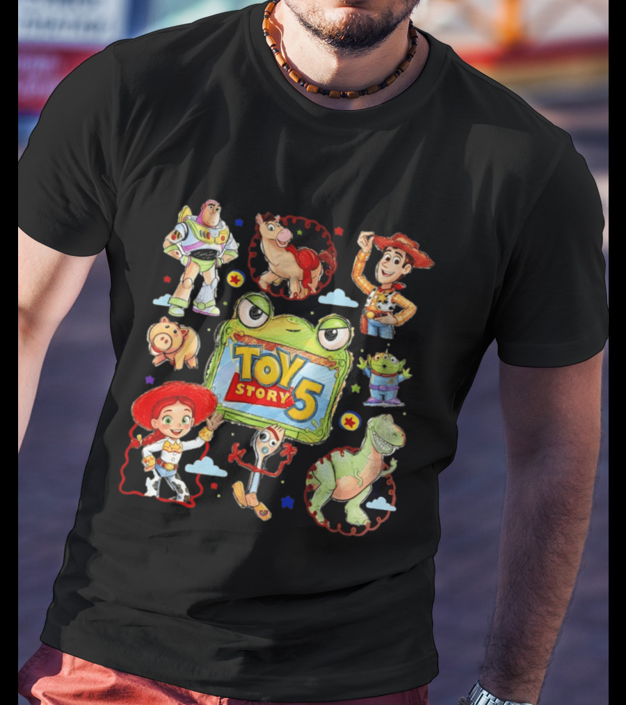 Buzz Lightyear Woody Bullseye Rex Hamm Alien Forky Jessie Toy Story 5 T-Shirt