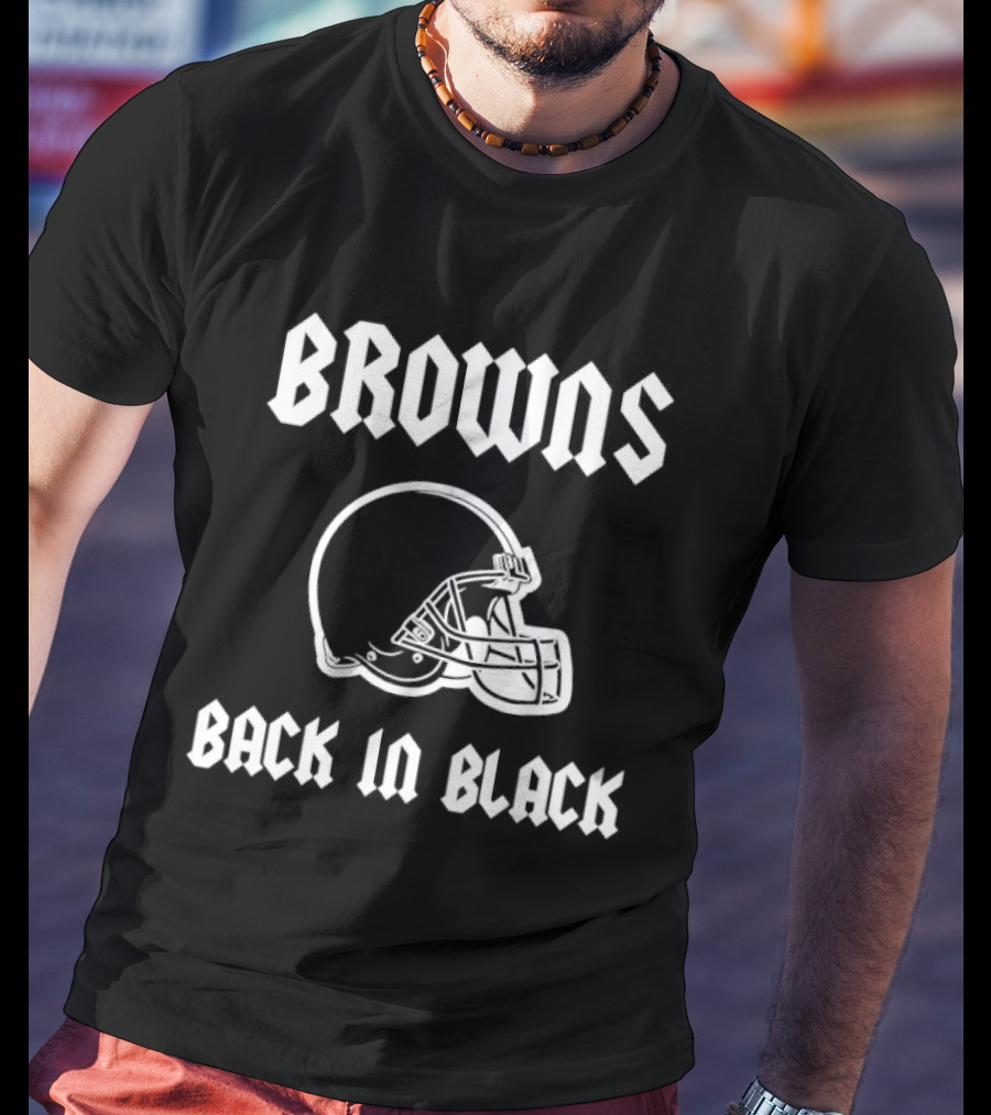 Browns Back In Black Helmet Cleveland Rugby T-Shirt