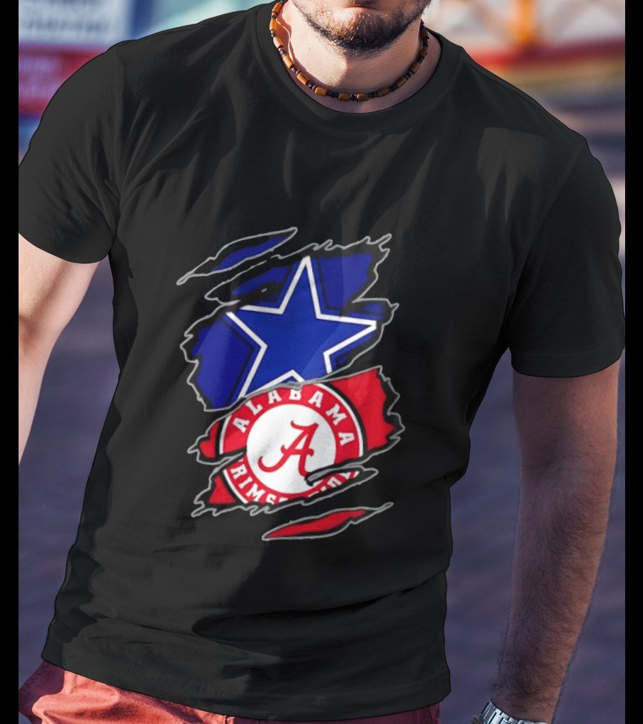 Dallas Cowboys Alabama Crimson Tide Two Teams One Heart Scratch T-Shirt