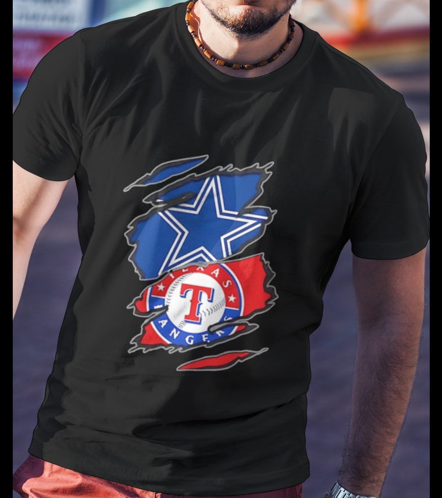 Dallas Cowboys Texas Rangers Two Teams One Heart Scratch T-Shirt