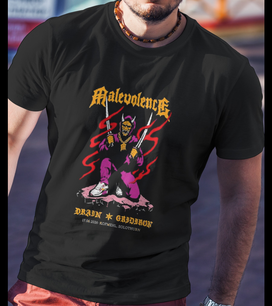 MALEVOLENCE Solothurn Switzerland 17.06.2026 Samurai Demon Event T-Shirt