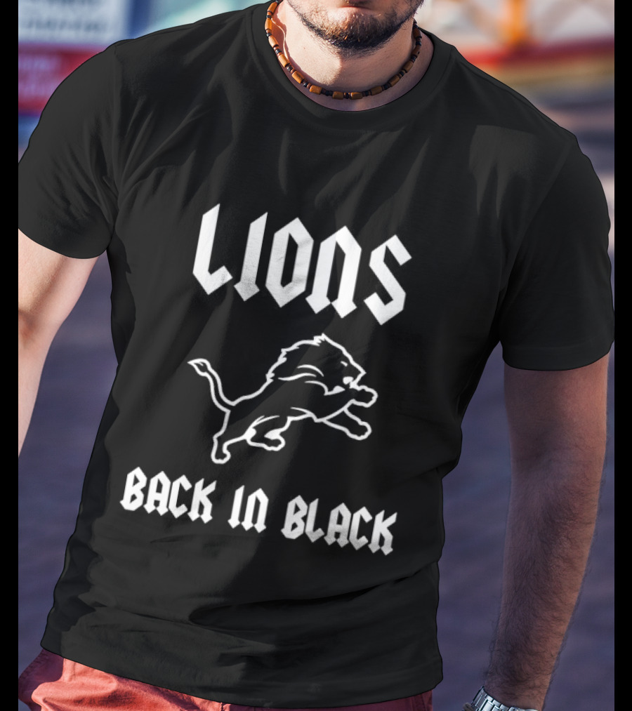 Lions Back In Black Rugby Detriot T-Shirt