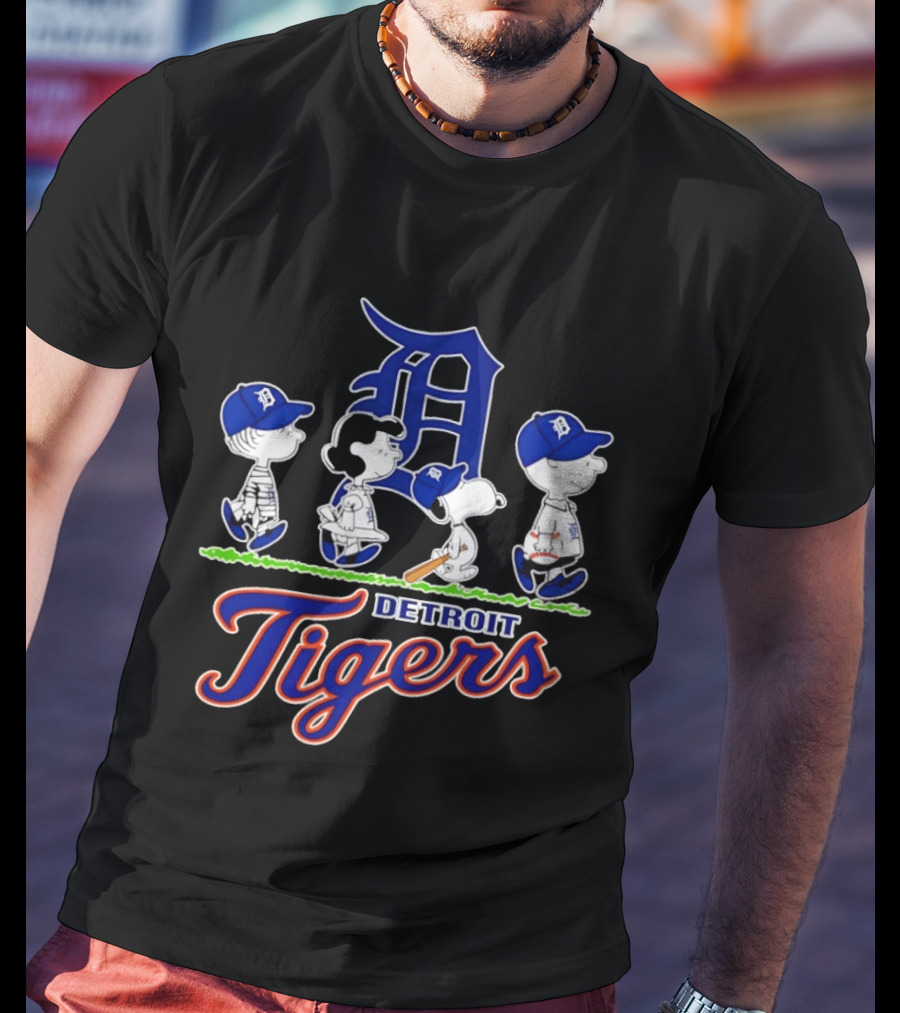 Detroit Tigers Snoopy Charlie Brown Lucy Linus Abbey Road 2026 Collaboration T-Shirt