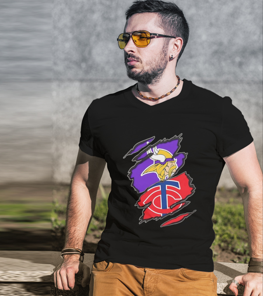 Minnesota Vikings Minnesota Twins Two Teams One Heart T-Shirt