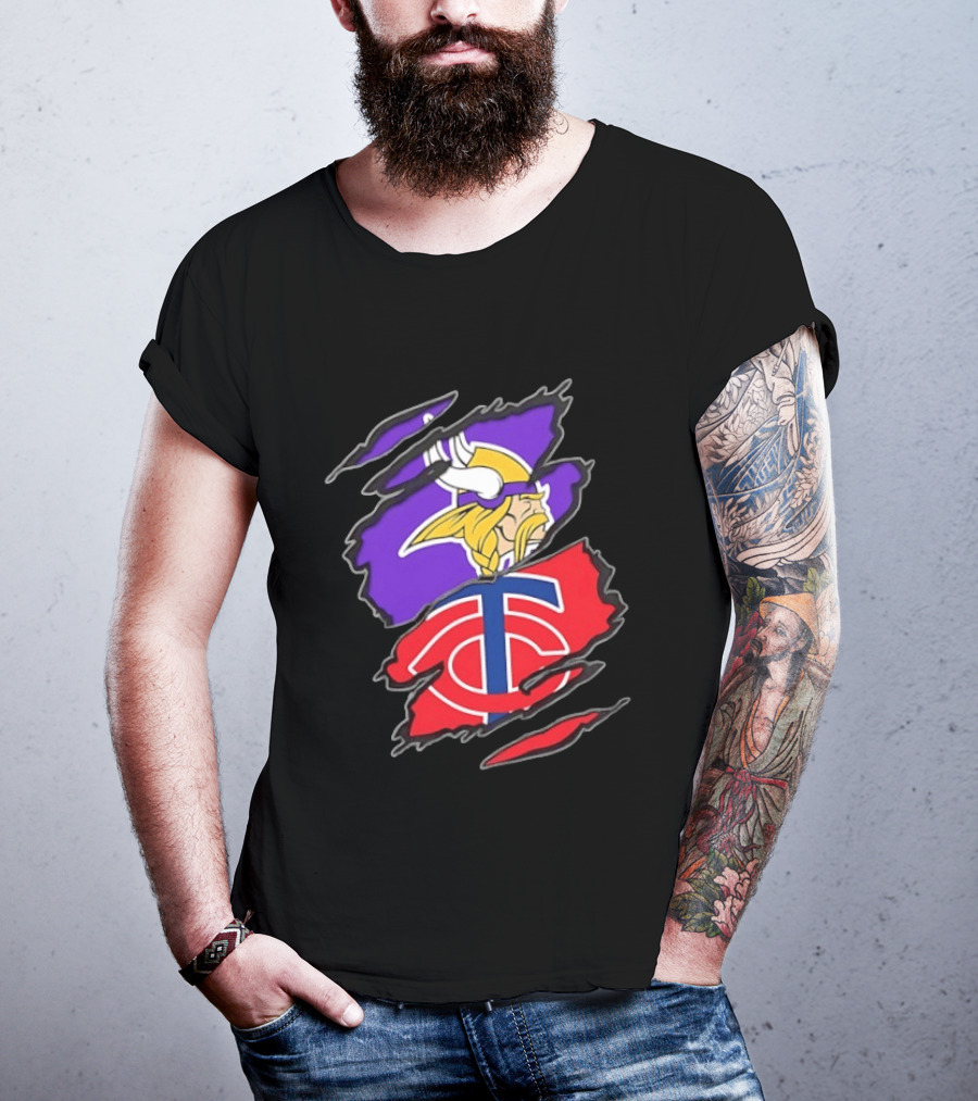 Minnesota Vikings Minnesota Twins Two Teams One Heart T-Shirt