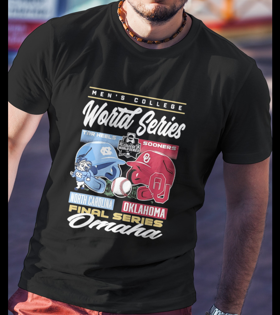 Men's College World Series Tar Heels Sooners North Carolina Oklahoma Final Series Omaha T-Shirt