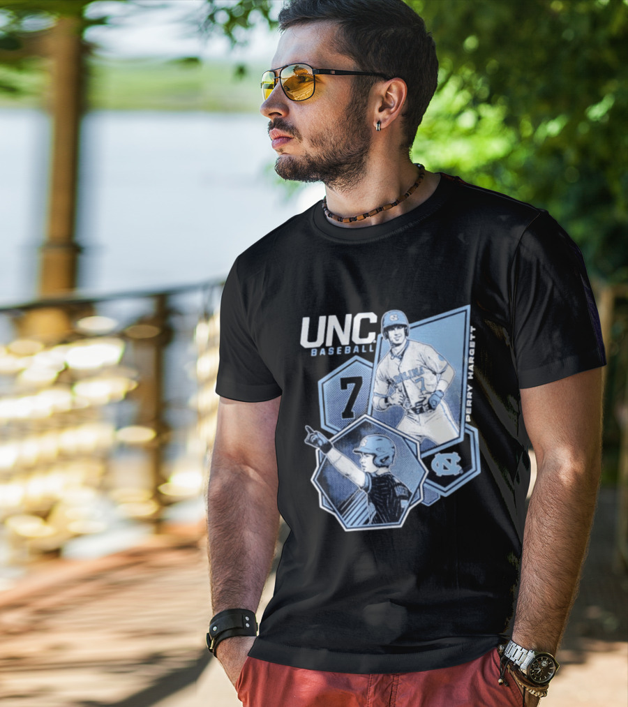 UNC Baseball Perry Hargett 7 North Carolina Collage T-Shirt
