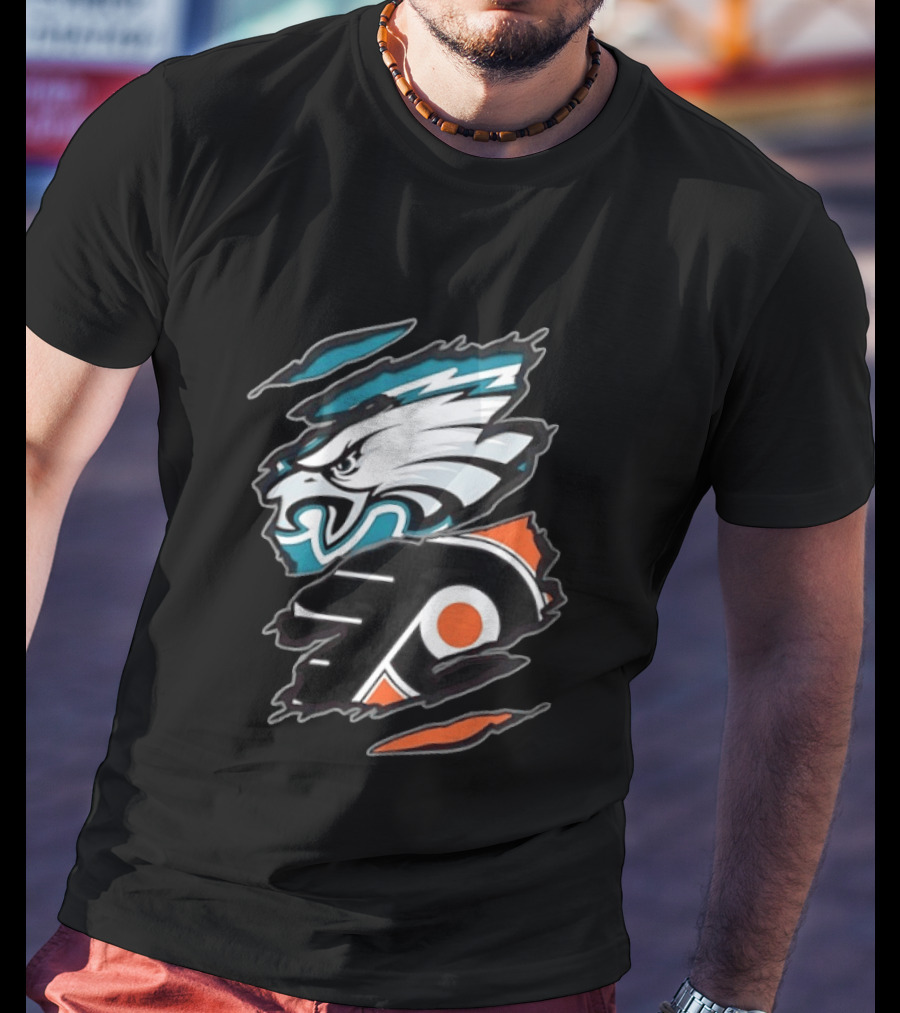 Philadelphia Eagles And Philadelphia Flyers Two Teams One Heart T-Shirt