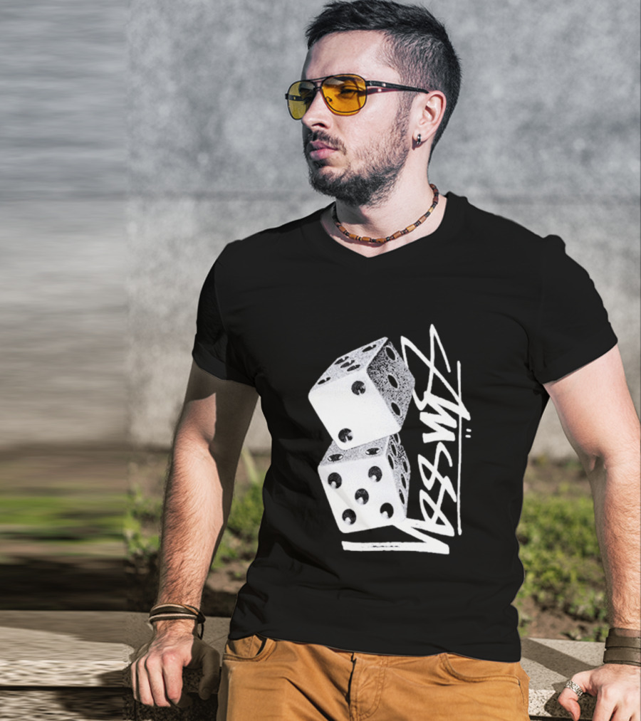 Pla Skateboarding Stussy Dice Stacked Six Side Metal T-Shirt
